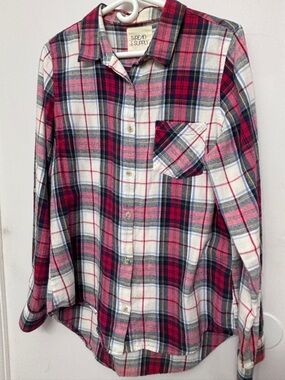 Thread & Supply Red Plaid Button-Up Shirt Large
